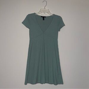 Forever 21 Teal Ribbed V Neck S Short Dress NWOT